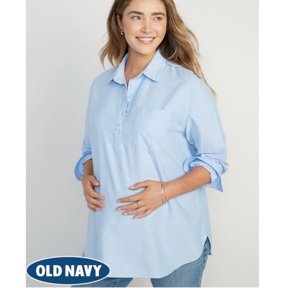 Old Navy Maternity Oxford Boyfriend Popover Shirt